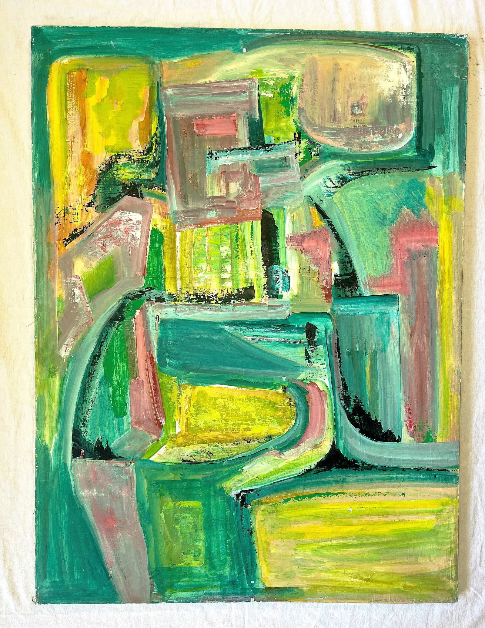 Original Cubist Painting on Canvas by L. Morrison "Geometric Dance" - 3