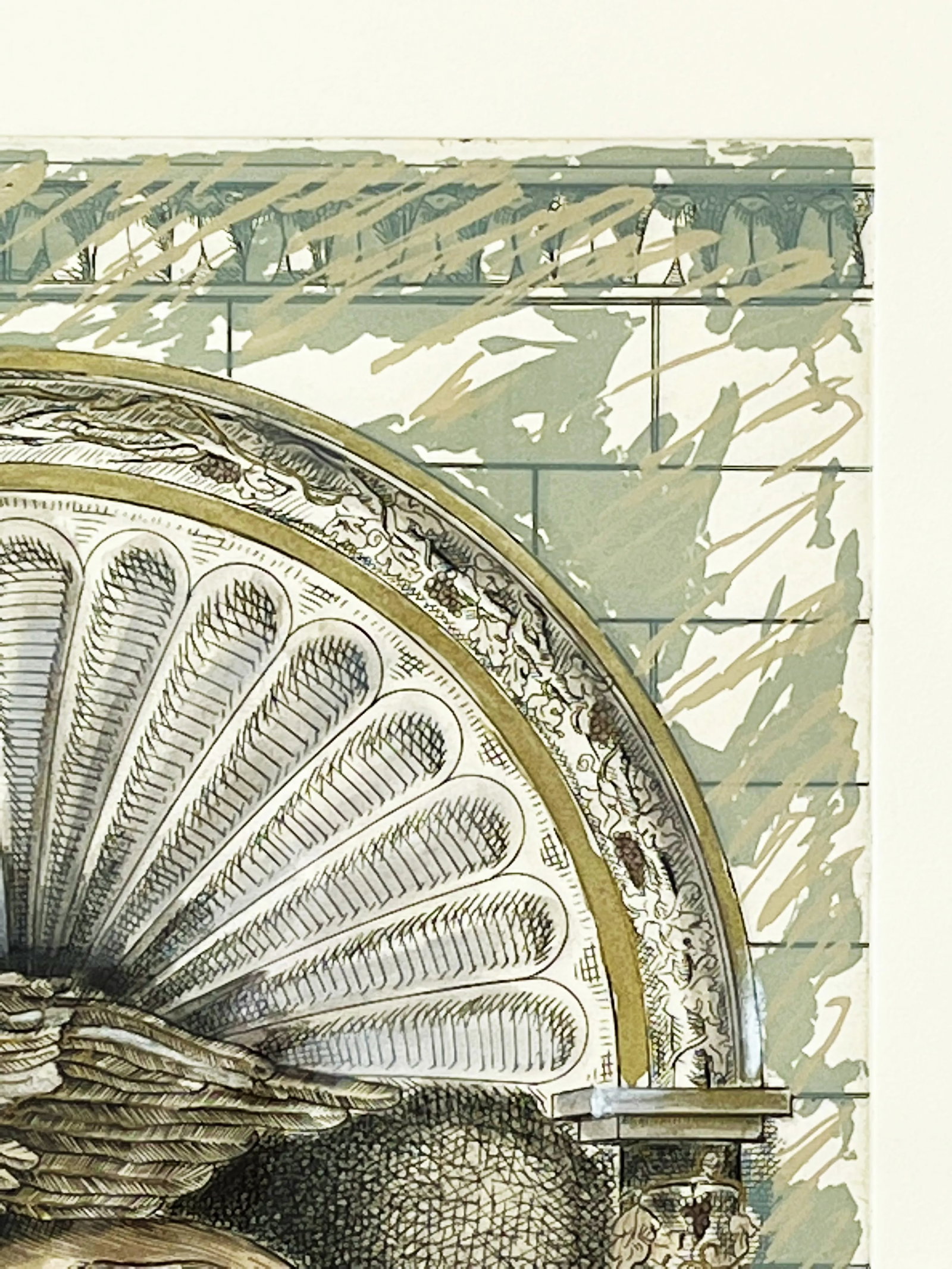 Mid Century Hand Colored, Signed and Numbered Architectural Lithograph on Watercolor Paper 'Gothic S - 11