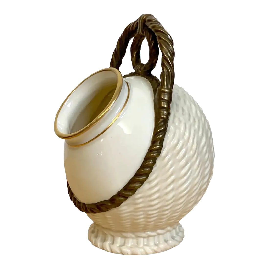 Late 19th Century Royal Worcester Aesthetic Basketweave Amphora Spill Vase, 1883 (1 of 8)