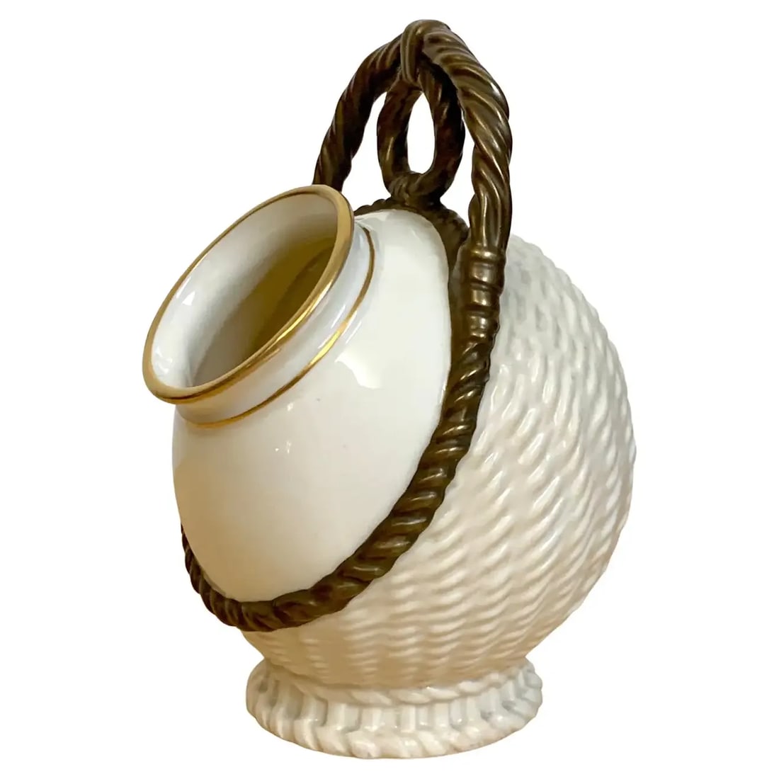 Late 19th Century Royal Worcester Aesthetic Basketweave Amphora Spill Vase, 1883 - 8