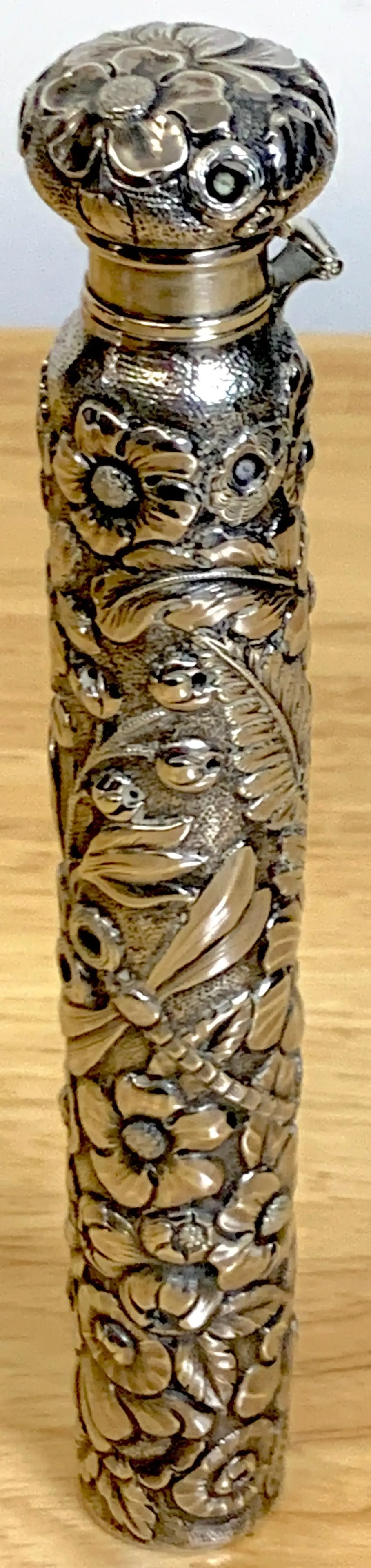 Late 19th Century Large Dominick & Haff Aesthetic Sterling Perfume or Flask With Dragon Fly - 10