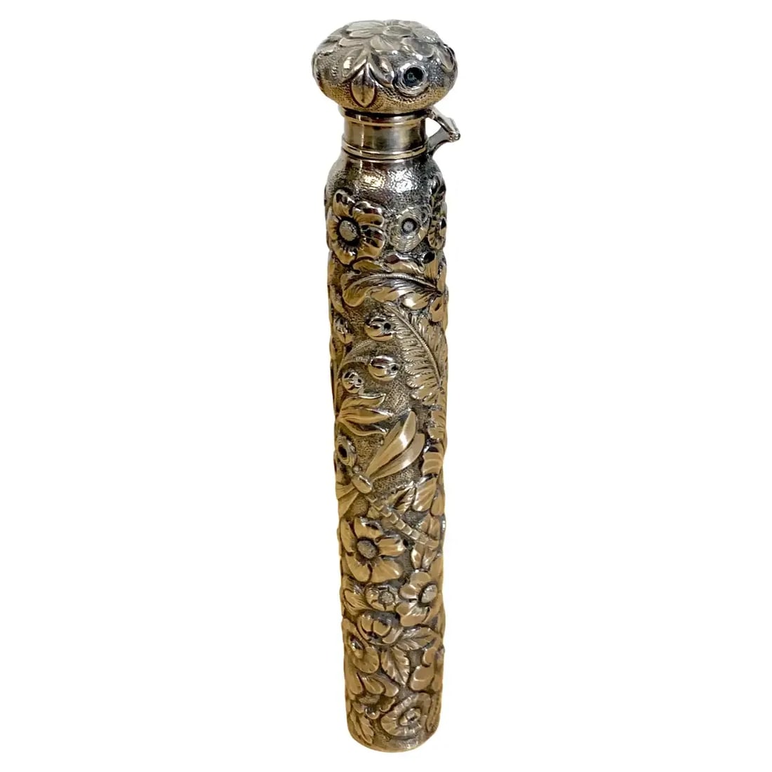 Late 19th Century Large Dominick & Haff Aesthetic Sterling Perfume or Flask With Dragon Fly - 11