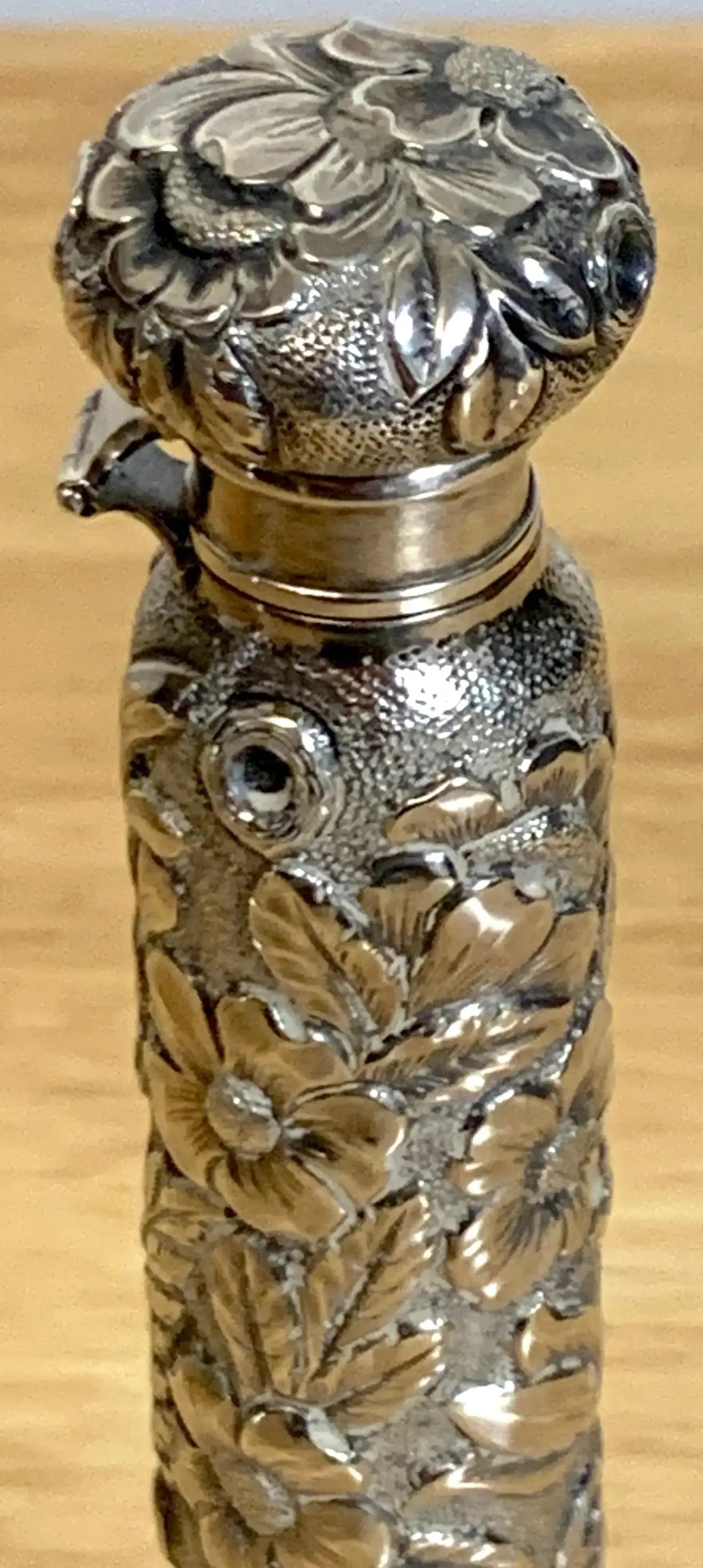Late 19th Century Large Dominick & Haff Aesthetic Sterling Perfume or Flask With Dragon Fly - 6