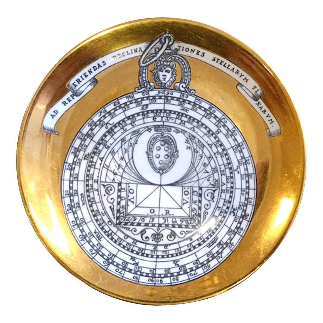 Vintage Piero Fornasetti Astrolabe Porcelain Plate, # 8 in Astrolabio Series (1 of 4)
