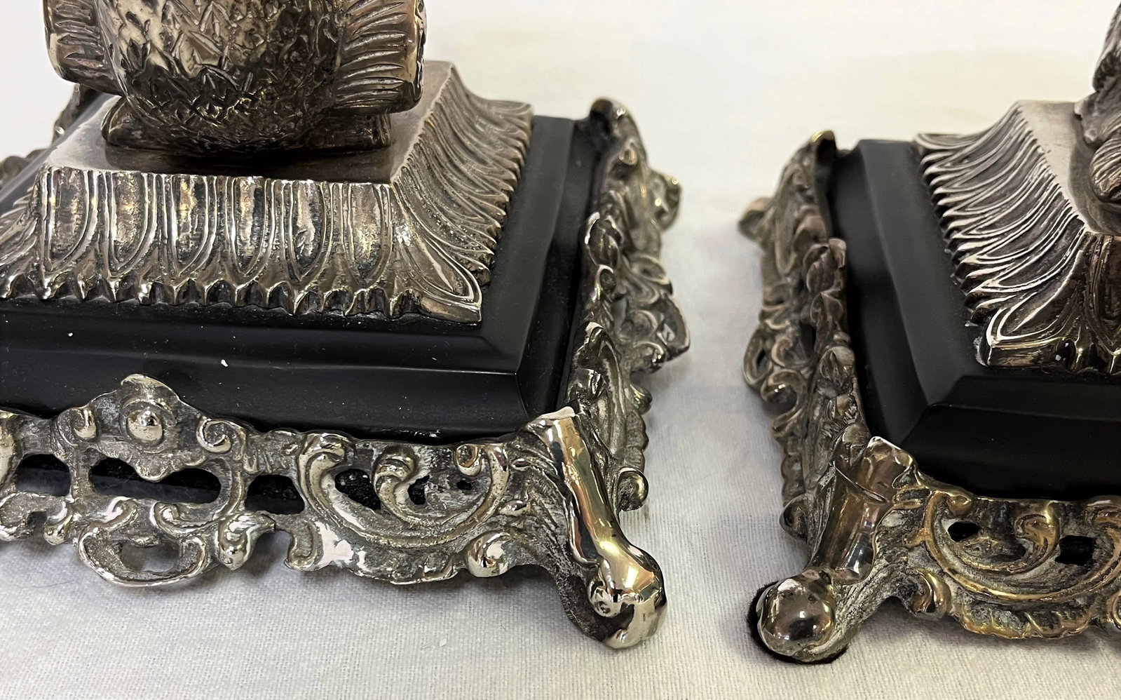 Vintage Silverplate Dolphin Candlesticks- a Pair - 11