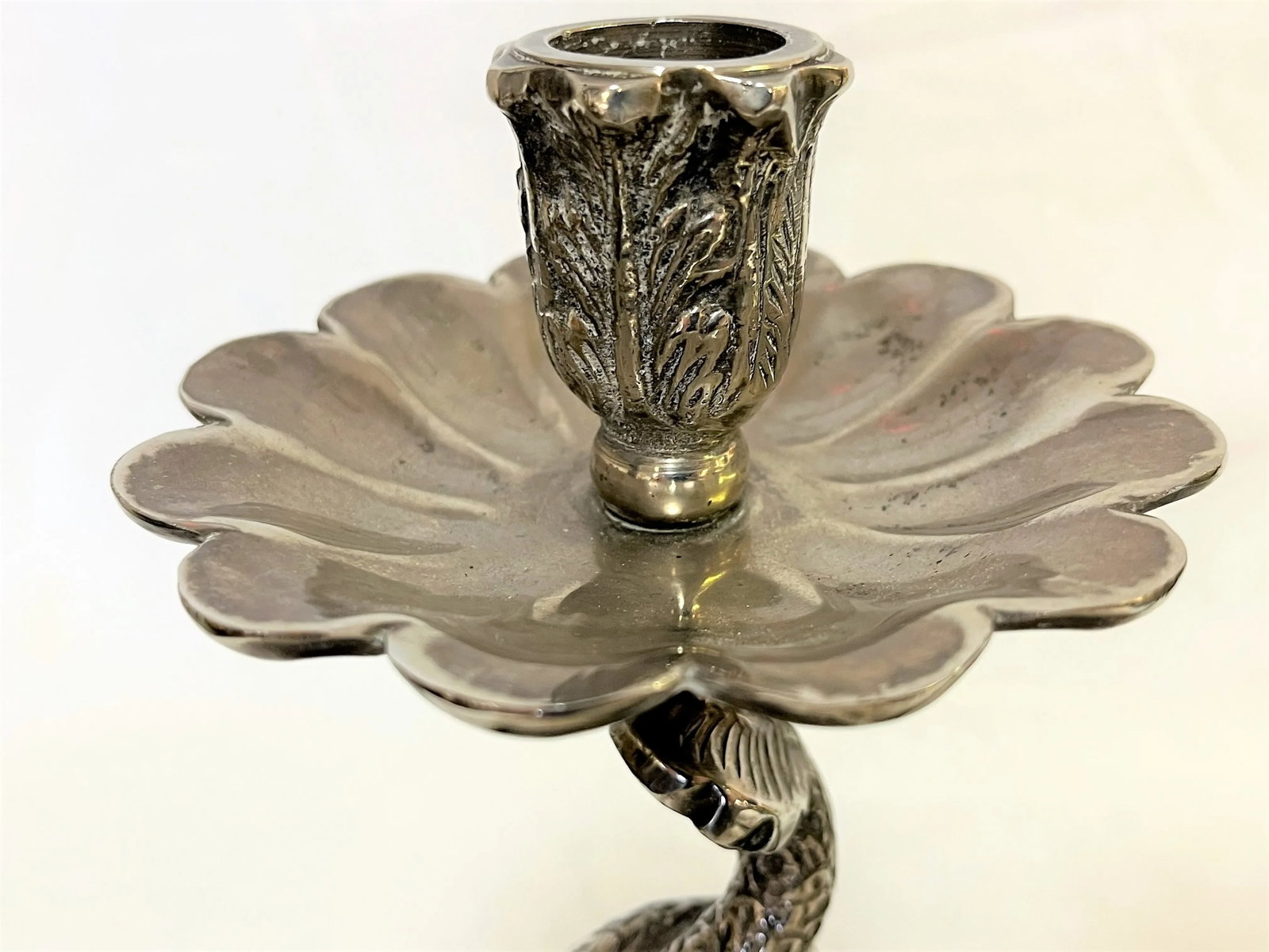 Vintage Silverplate Dolphin Candlesticks- a Pair - 9