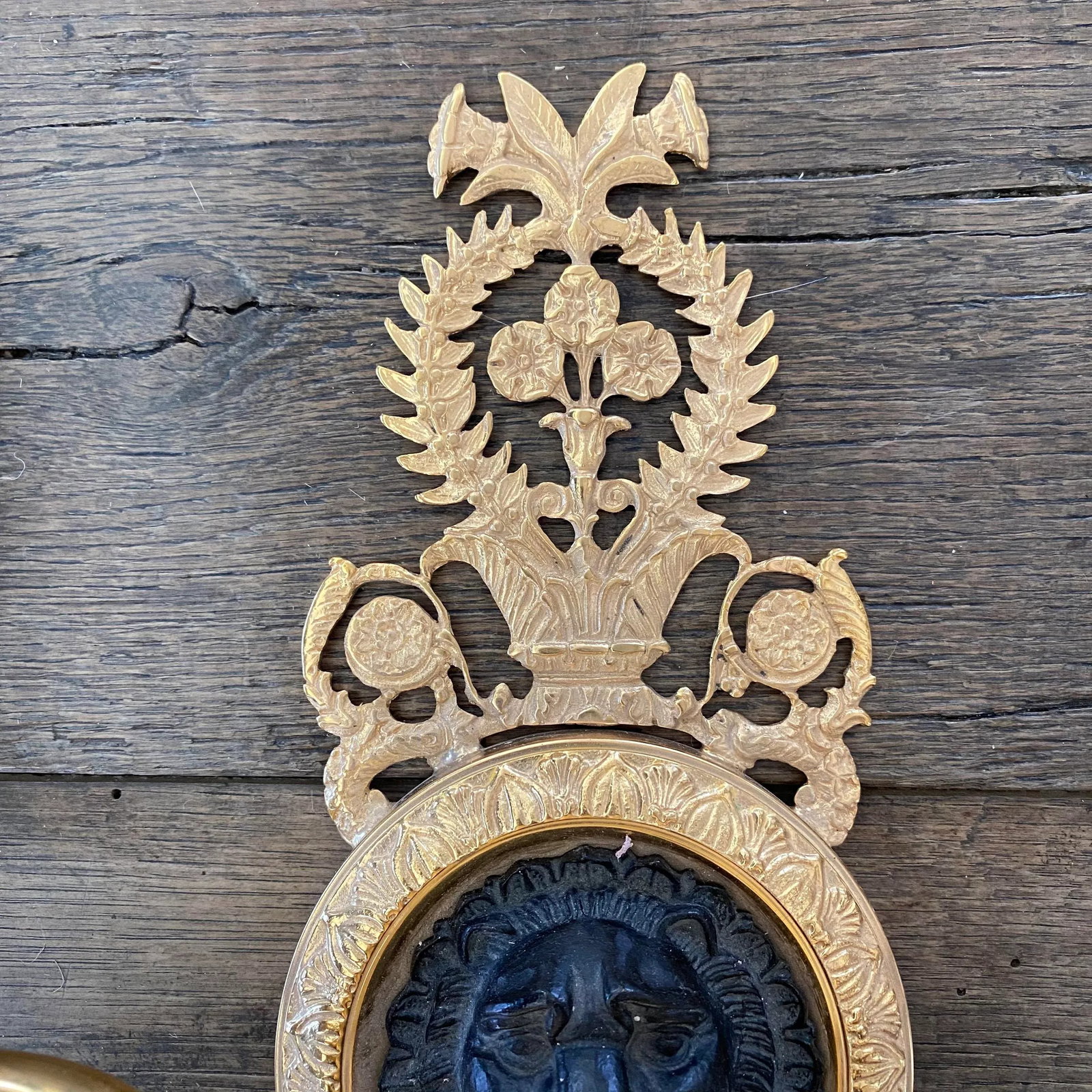 4 Arm French Empire Style Brass Wall Sconces With Lions Heads -A Pair - 2