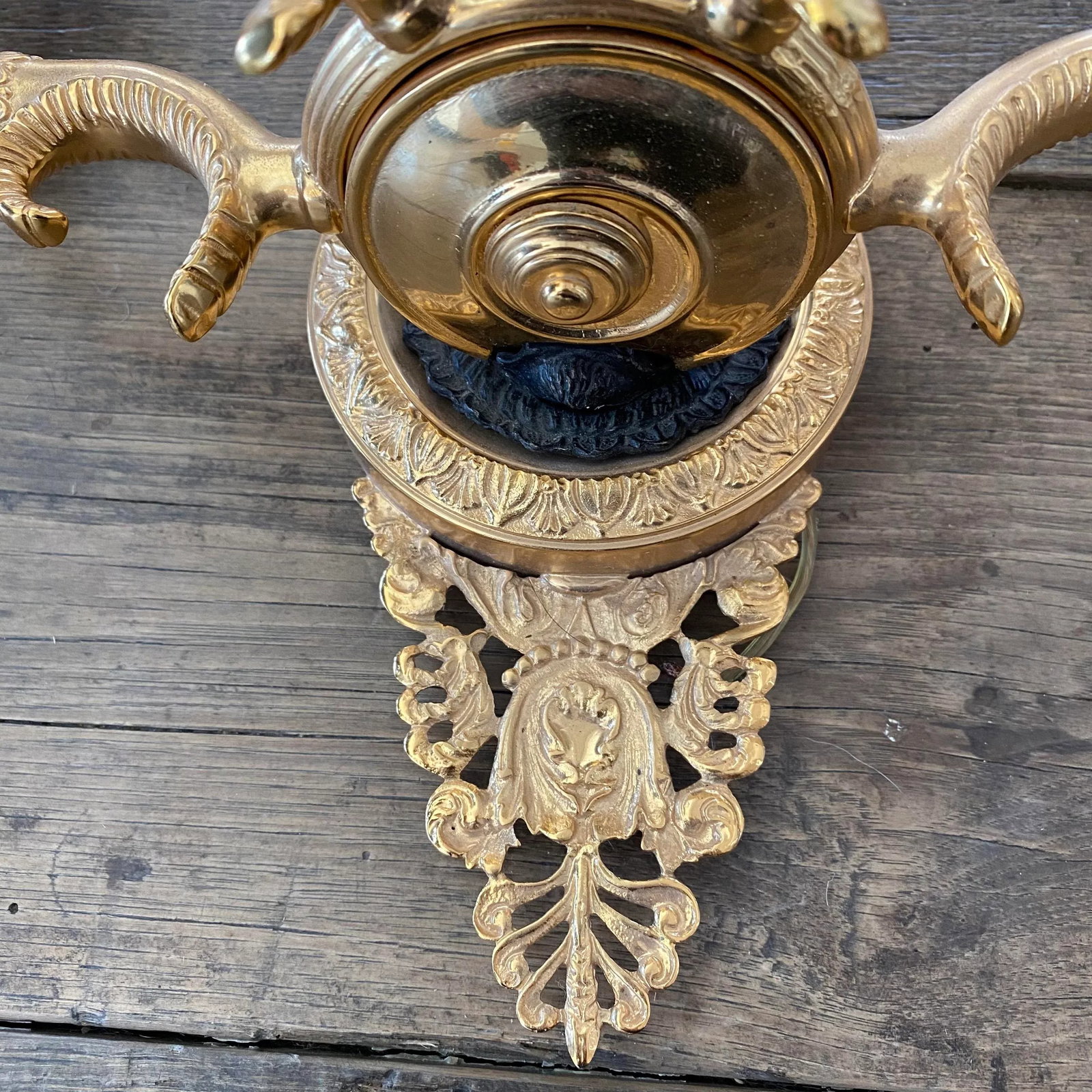 4 Arm French Empire Style Brass Wall Sconces With Lions Heads -A Pair - 5