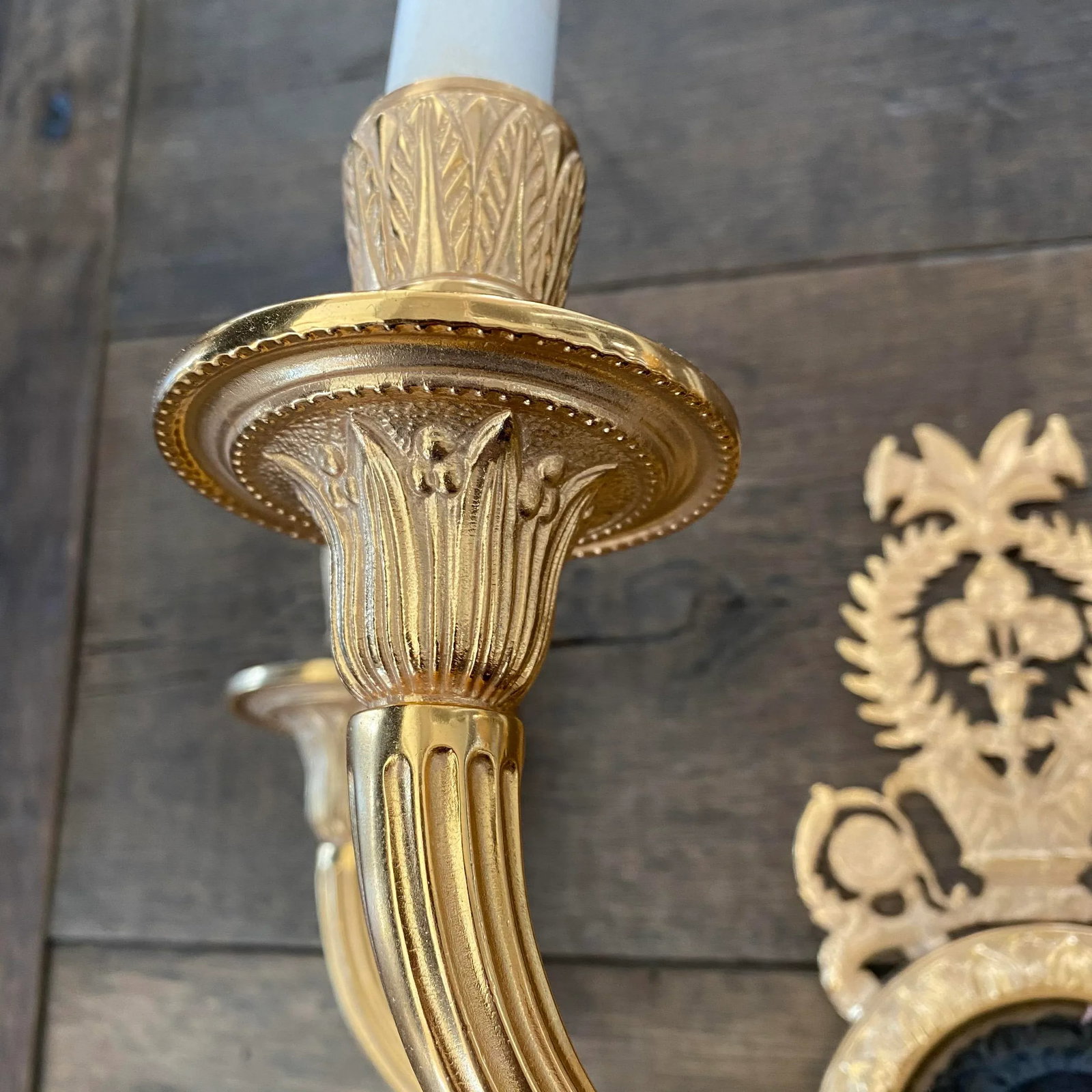 4 Arm French Empire Style Brass Wall Sconces With Lions Heads -A Pair - 7