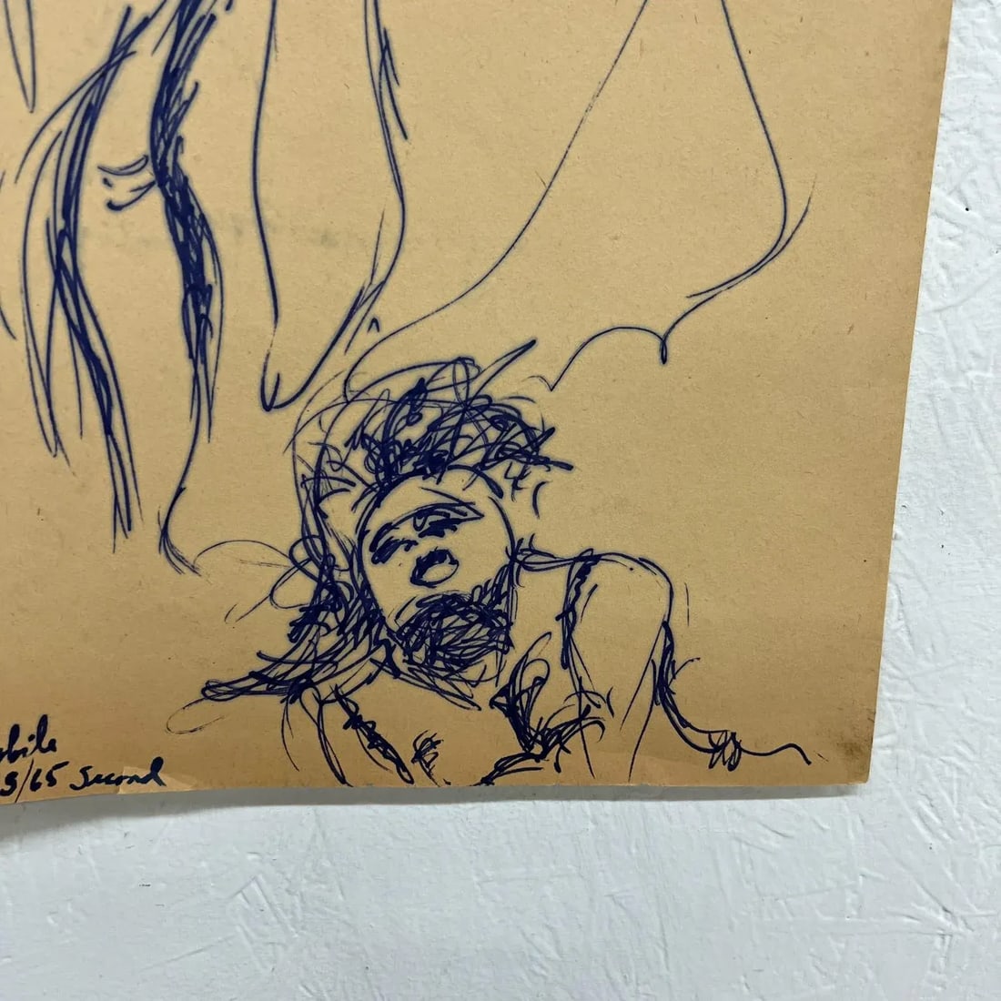 1960s Myrna Nobile Nude Art Paper Drawing Signed 3/5/65 - 3