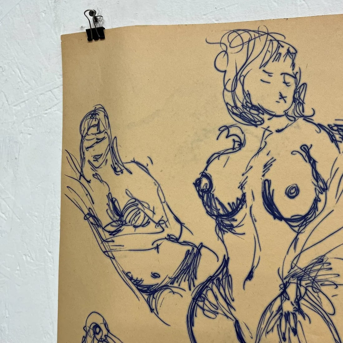 1960s Myrna Nobile Nude Art Paper Drawing Signed 3/5/65 - 5