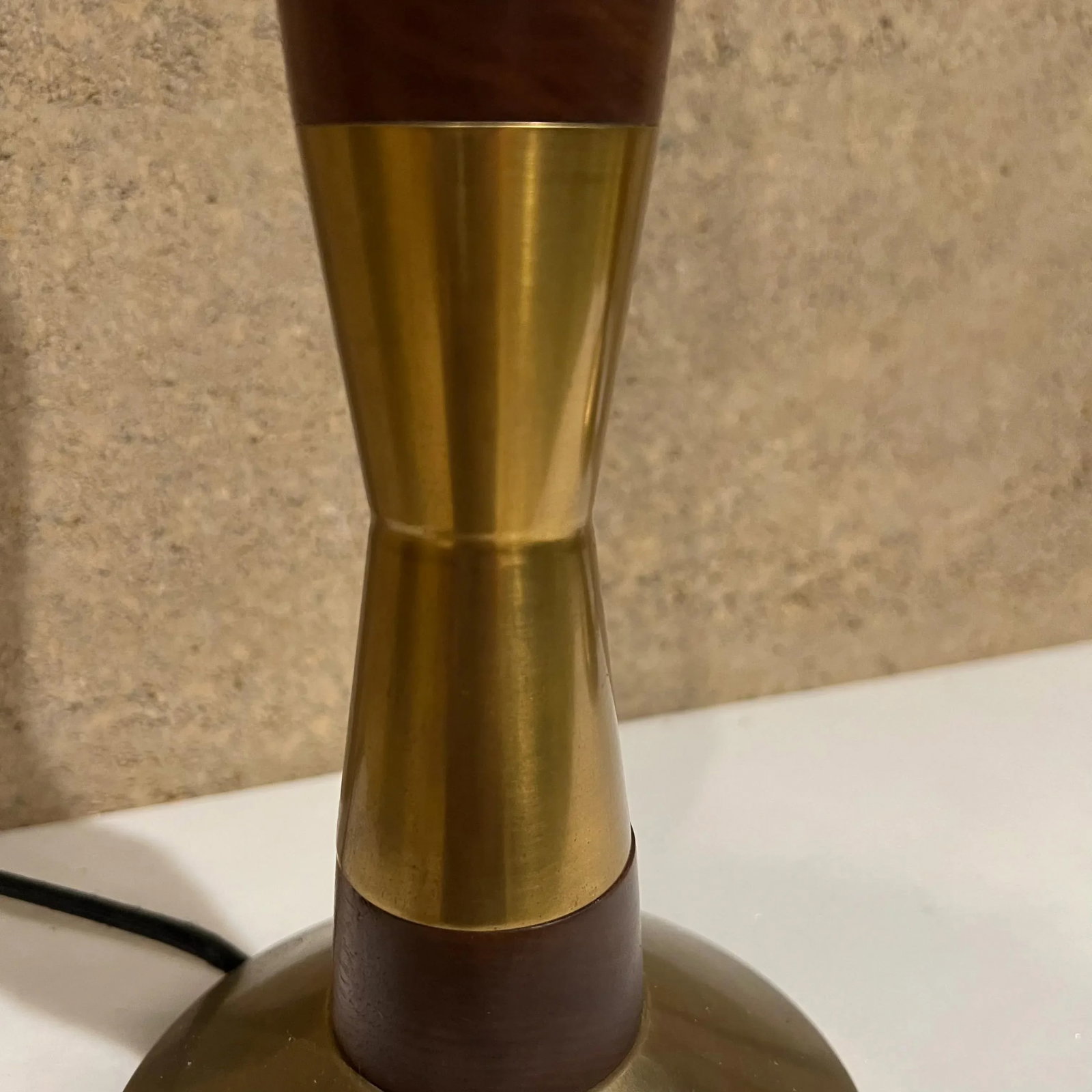 1960s Tall Table Lamps Solid Mahogany and Brass - 2
