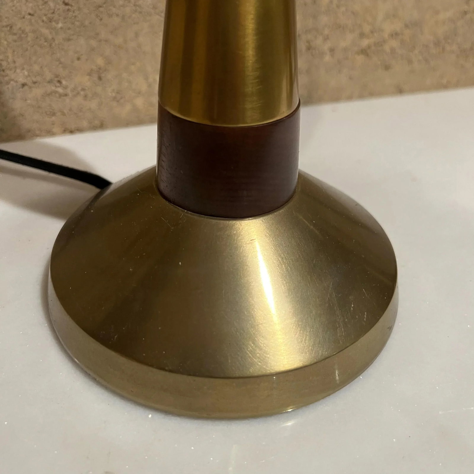 1960s Tall Table Lamps Solid Mahogany and Brass - 3