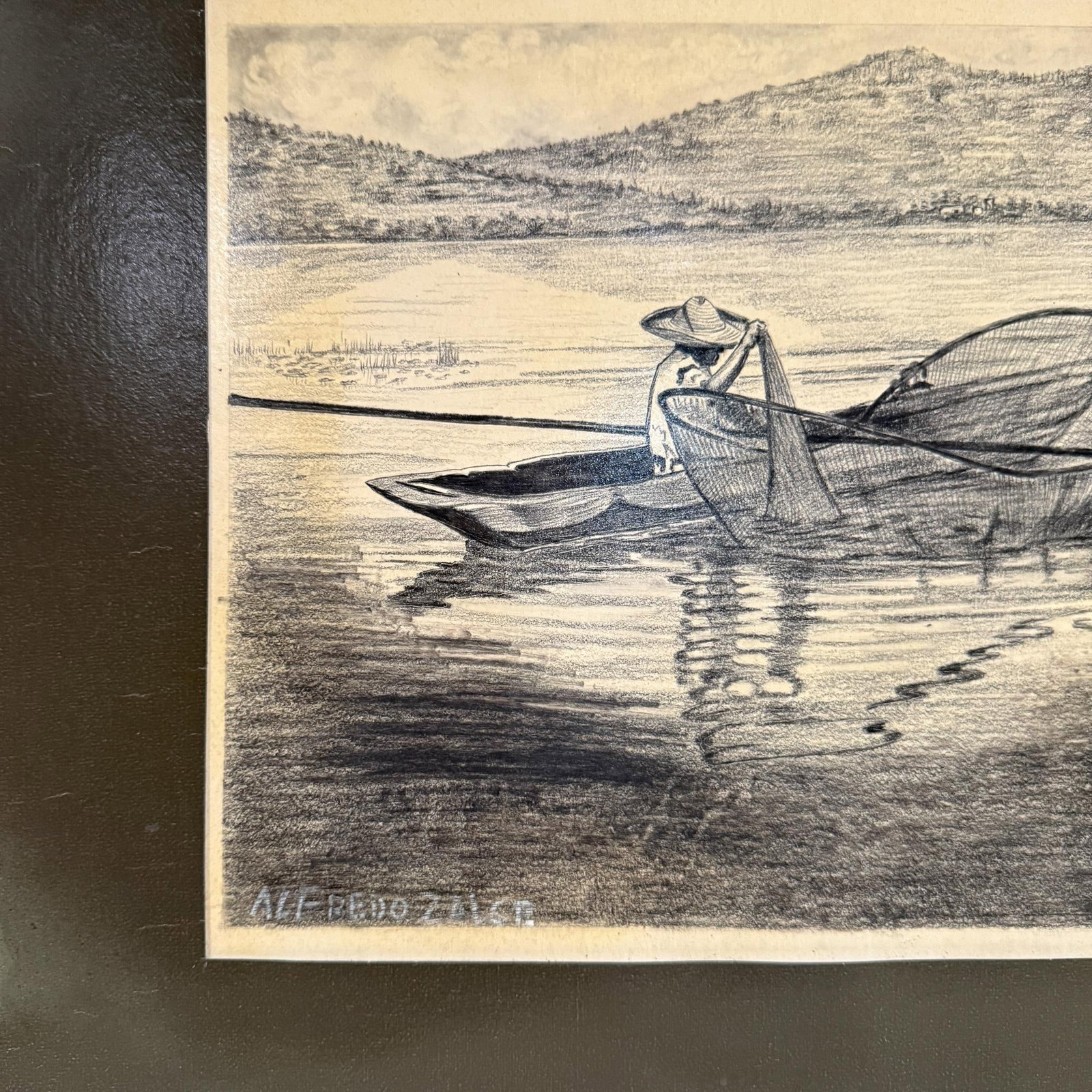 1940s Art by Alfredo Zalce Original Pencil on Paper Fisherman Artwork Mexico - 10