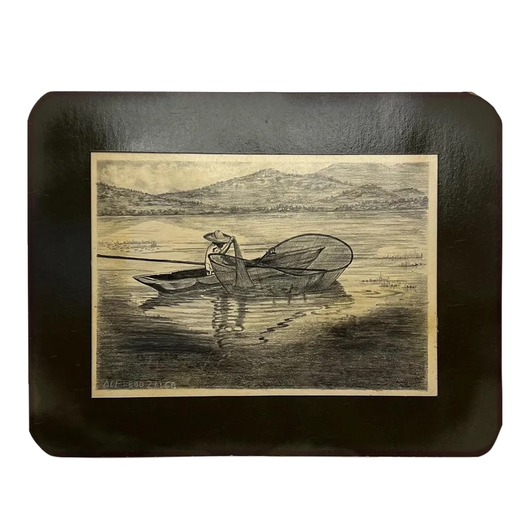 1940s Art by Alfredo Zalce Original Pencil on Paper Fisherman Artwork Mexico (1 of 18)