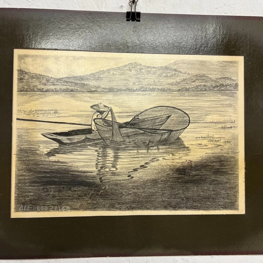 1940s Art by Alfredo Zalce Original Pencil on Paper Fisherman Artwork Mexico - 5