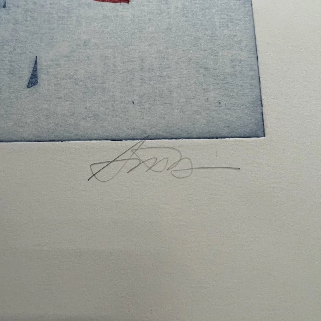 Abstract Modern Blue Geometric Artwork on Paper Signed - 2
