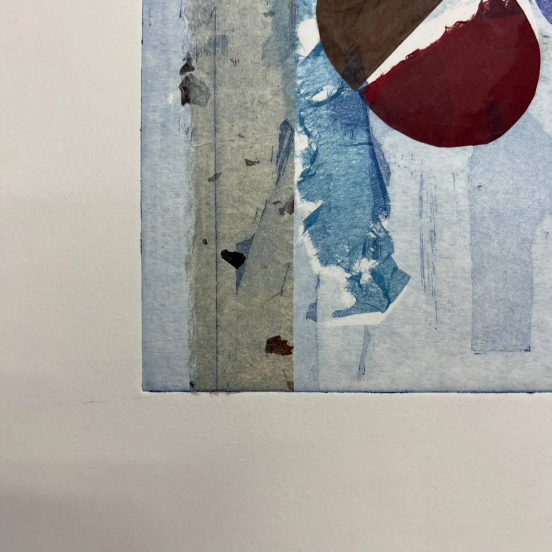Abstract Modern Blue Geometric Artwork on Paper Signed - 3