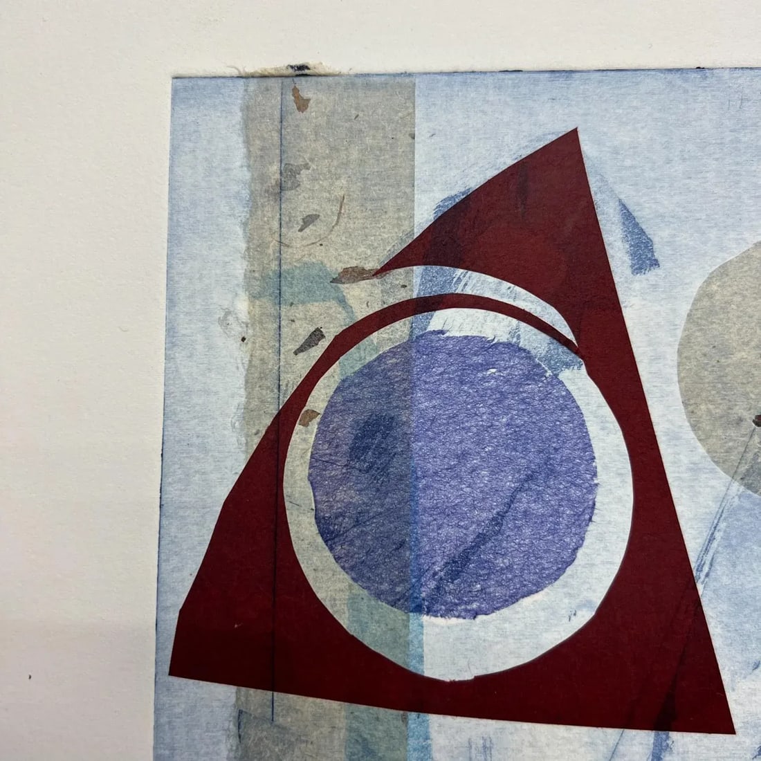 Abstract Modern Blue Geometric Artwork on Paper Signed - 4