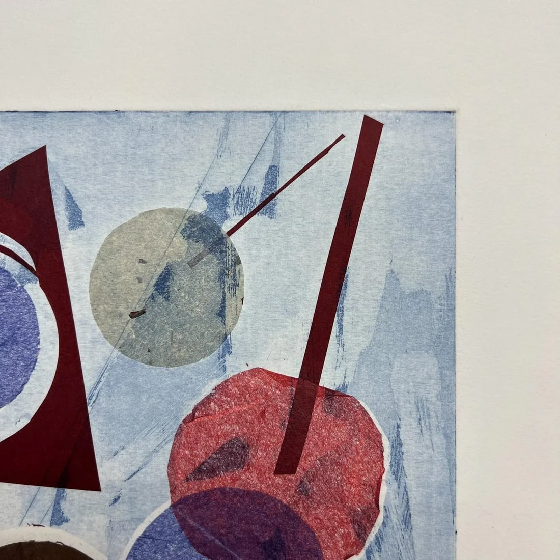 Abstract Modern Blue Geometric Artwork on Paper Signed - 5