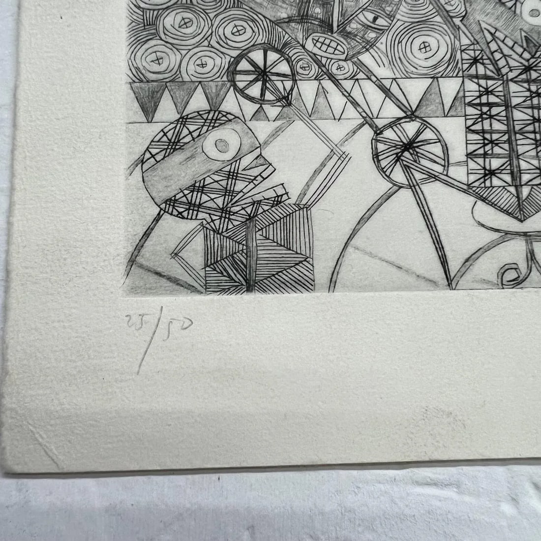 Original Abstract Drawing Woodblock Print 25/50 Oaxaca Mexico - 6