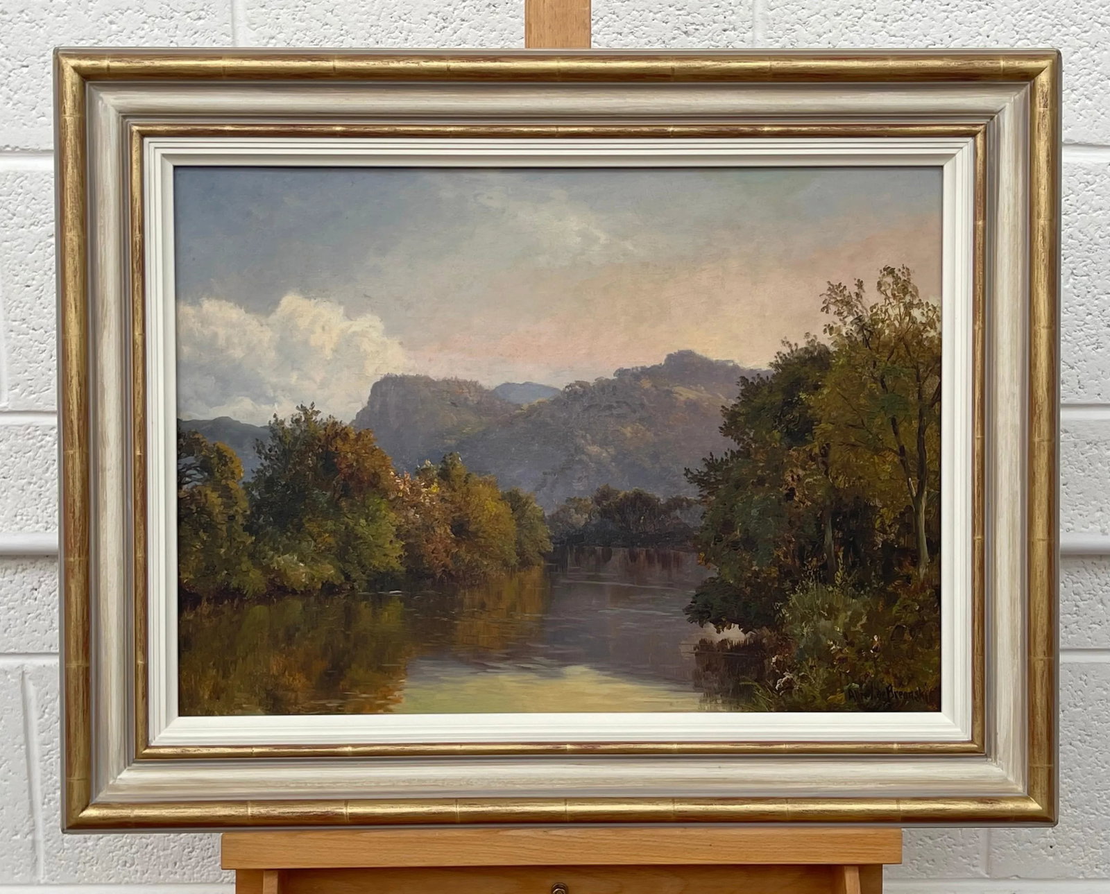 Oil Painting of a Tree-Lined River Landscape in the Scottish Highlands by 19th Century British Artis - 10