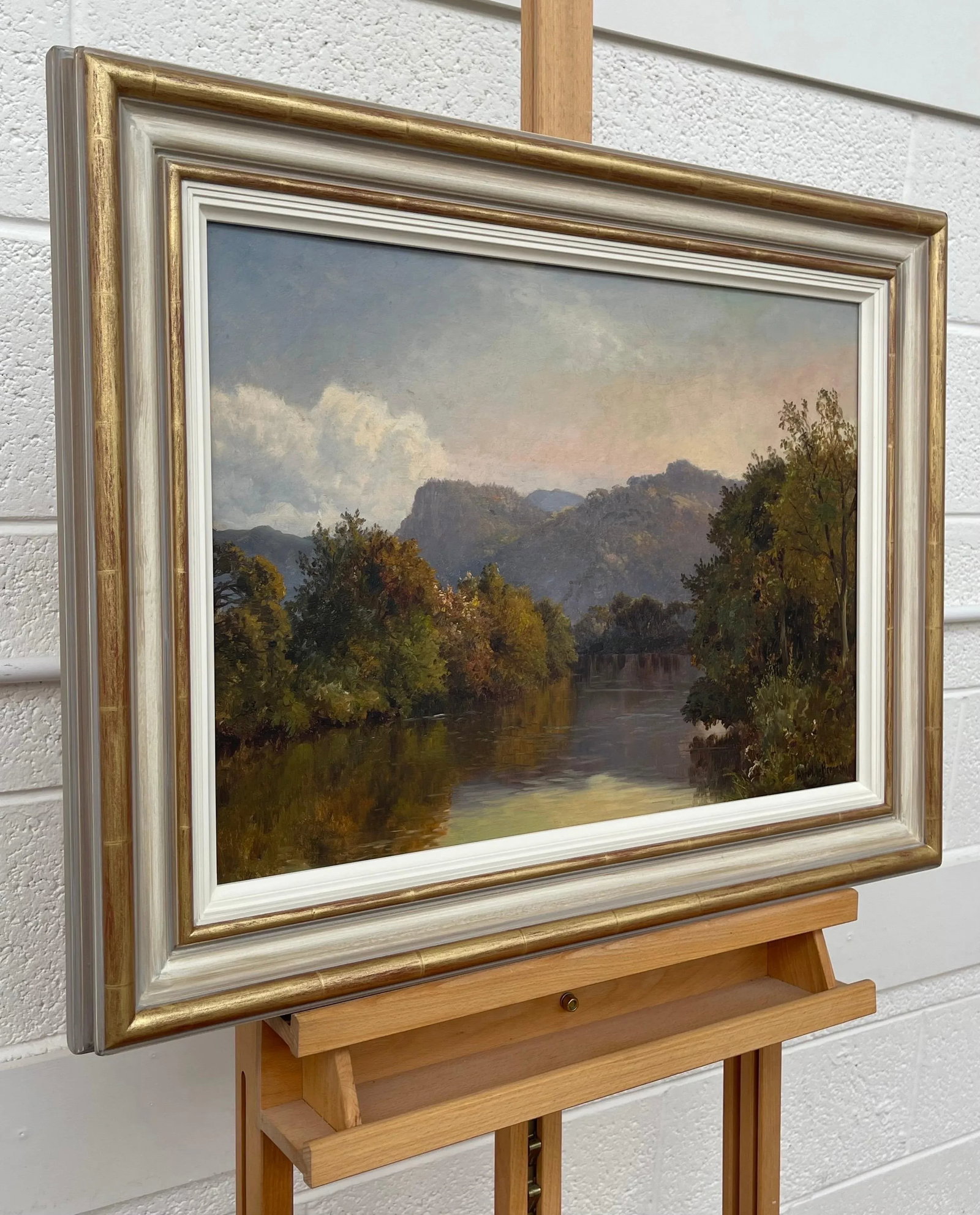Oil Painting of a Tree-Lined River Landscape in the Scottish Highlands by 19th Century British Artis - 12
