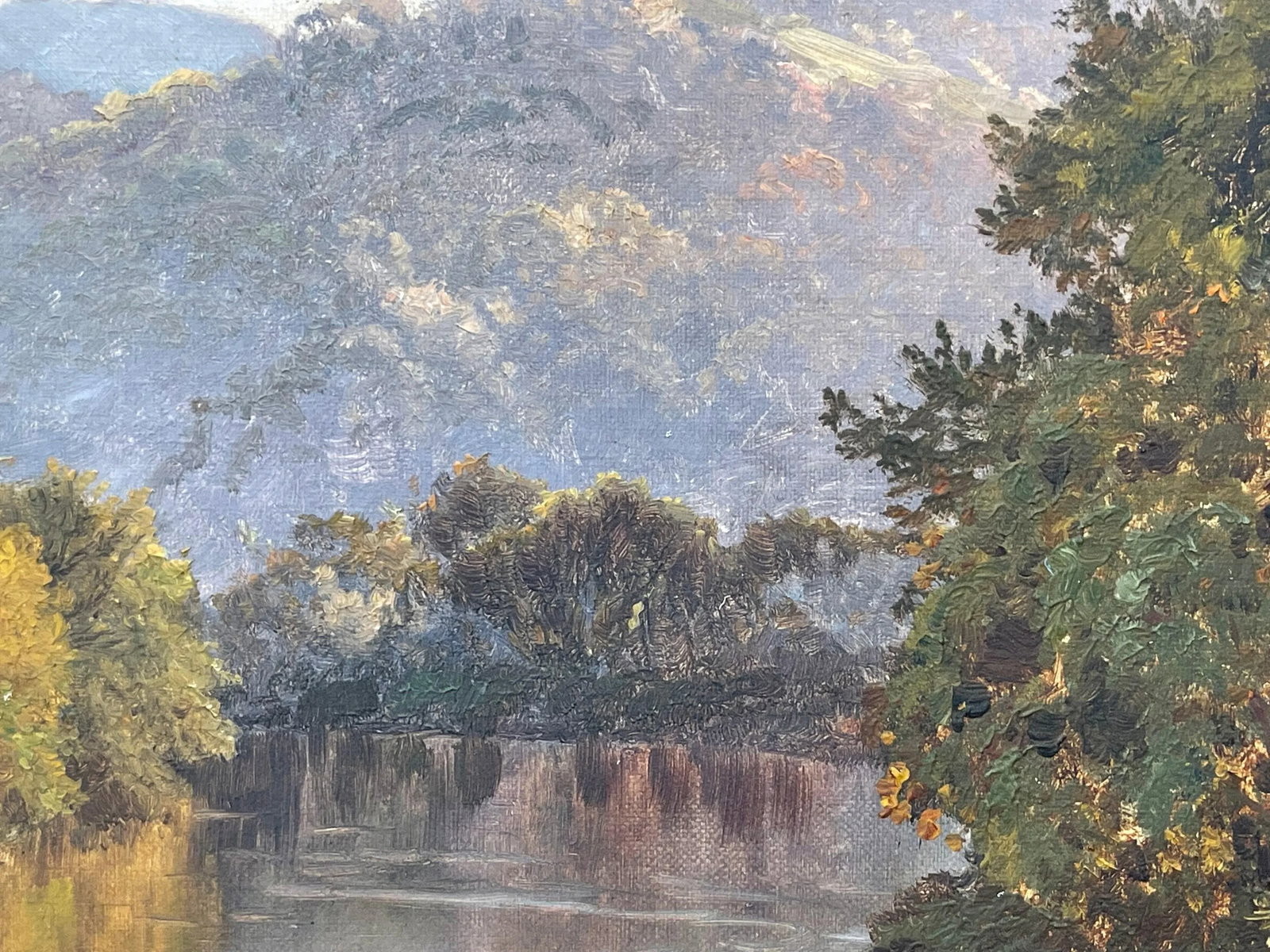Oil Painting of a Tree-Lined River Landscape in the Scottish Highlands by 19th Century British Artis - 6