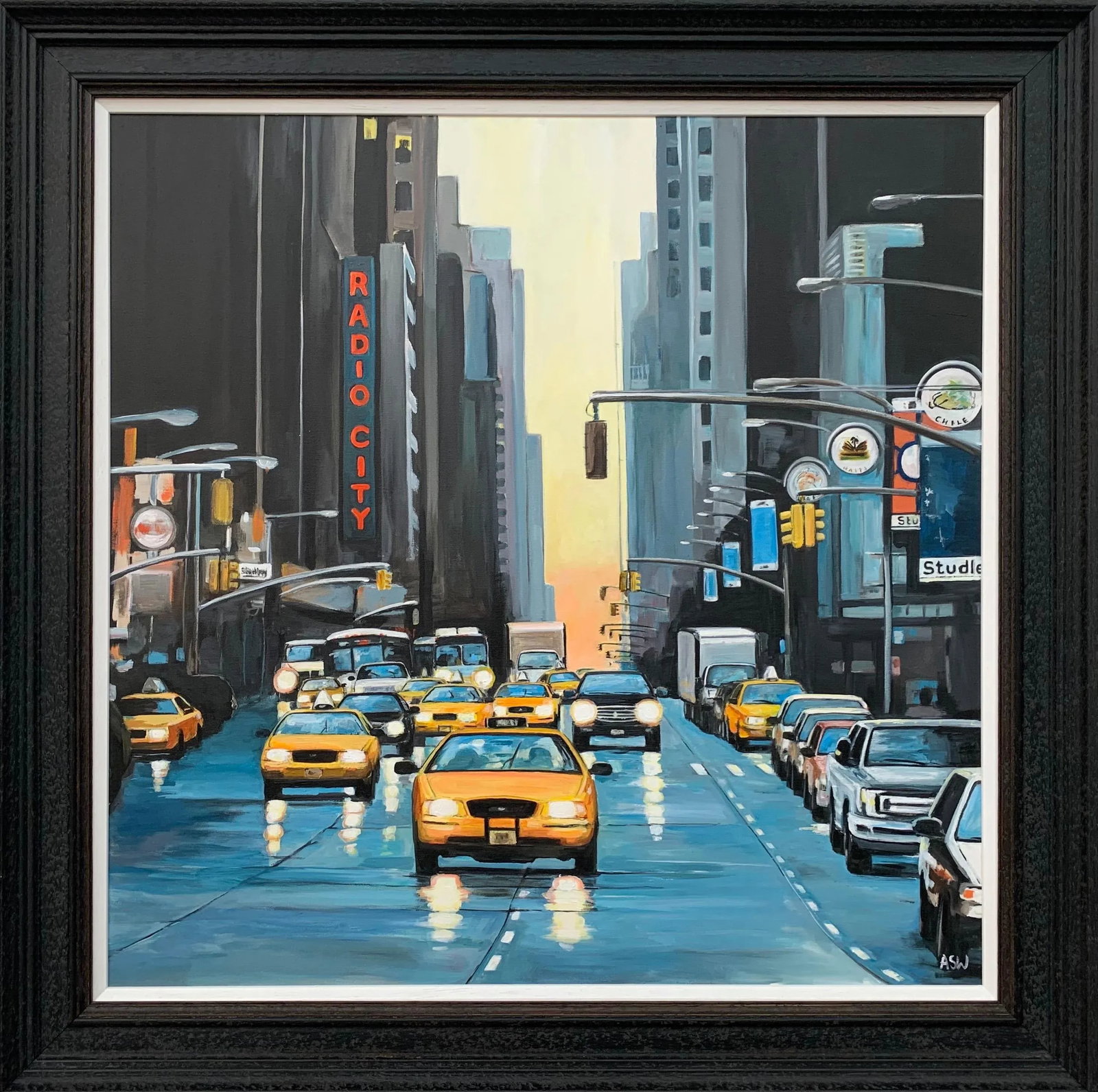 Radio City New York Nyc Sunset - Unique Original Art by Contemporary British Urban Landscape Artist, - 13