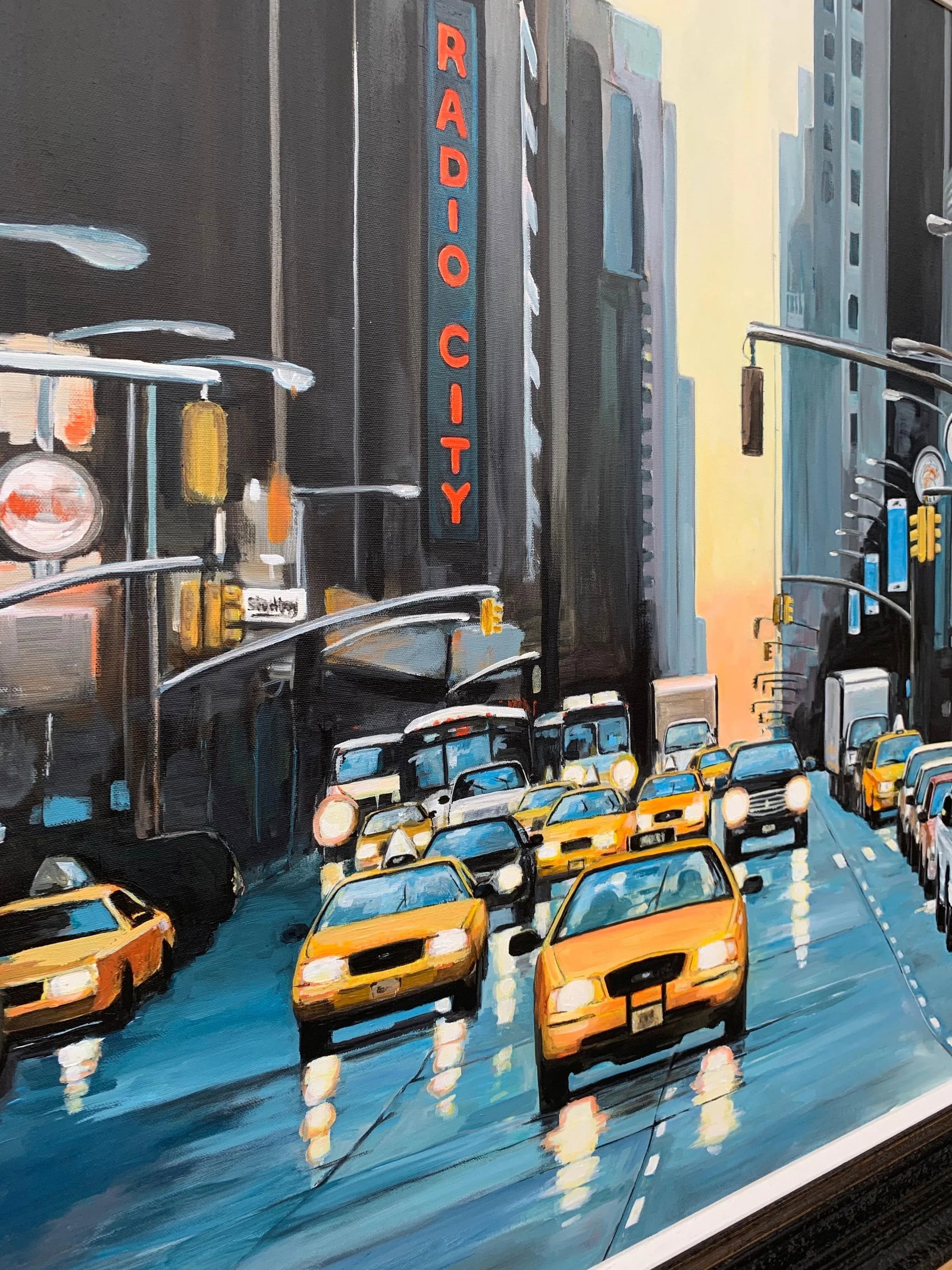 Radio City New York Nyc Sunset - Unique Original Art by Contemporary British Urban Landscape Artist, - 4