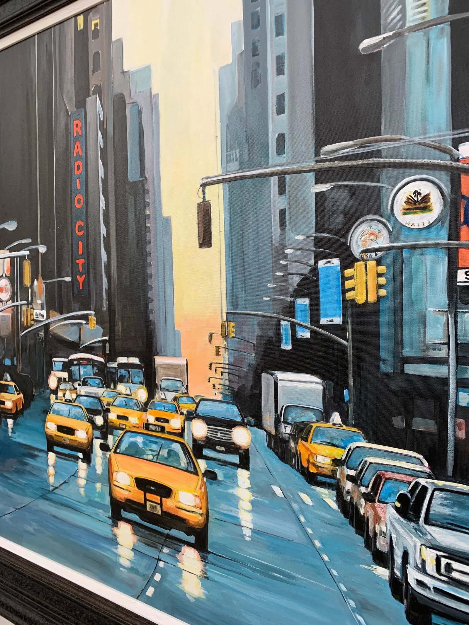 Radio City New York Nyc Sunset - Unique Original Art by Contemporary British Urban Landscape Artist, - 7