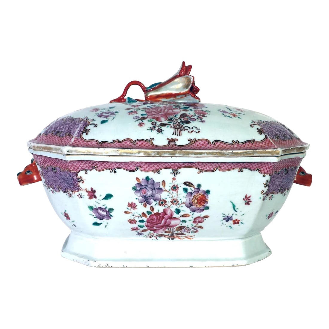 Chinese Export Porcelain Famille Rose Botanical Soup Tureen & Cover (1 of 11)