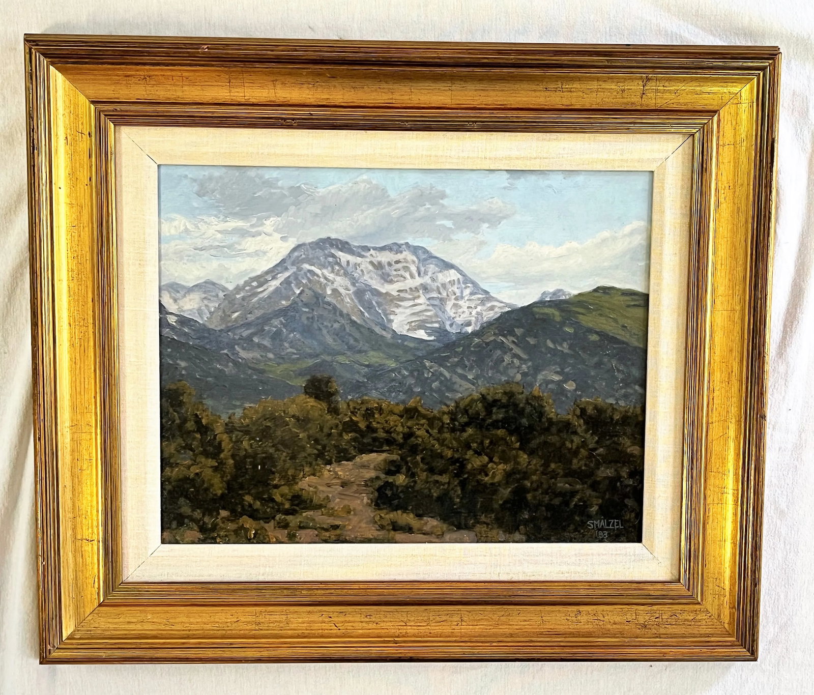 Original Stephen Smalzel Framed Oil Painting on Board 'Rocky Mountains' - 13