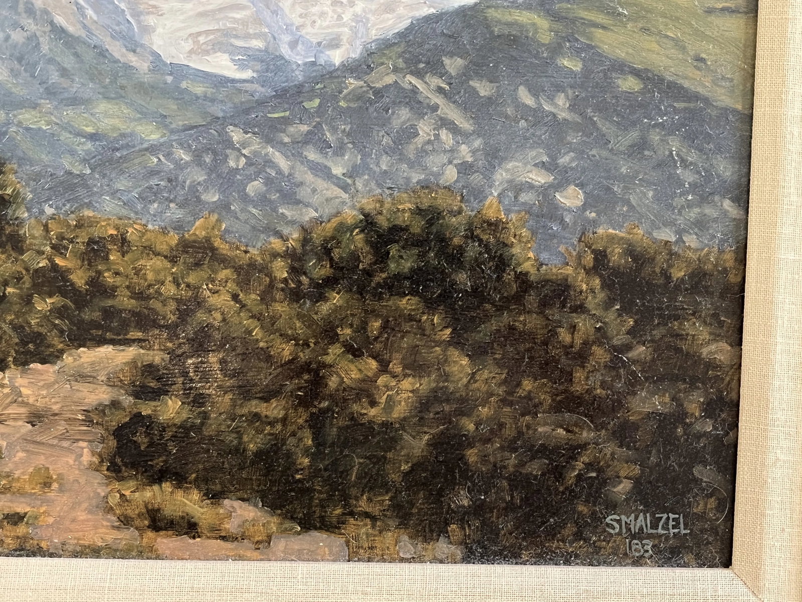 Original Stephen Smalzel Framed Oil Painting on Board 'Rocky Mountains' - 7