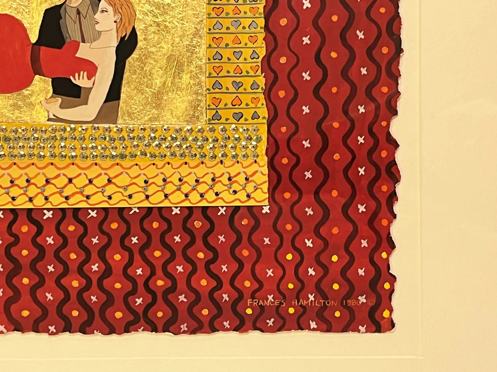 Original Francis Hamilton Gold Leaf Collage Art '2 Rivals' 1980 - 4