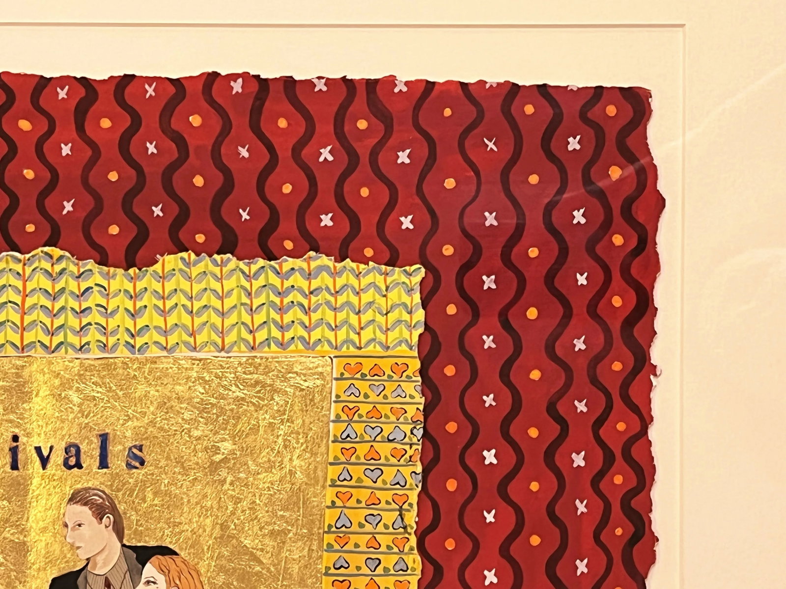 Original Francis Hamilton Gold Leaf Collage Art '2 Rivals' 1980 - 5