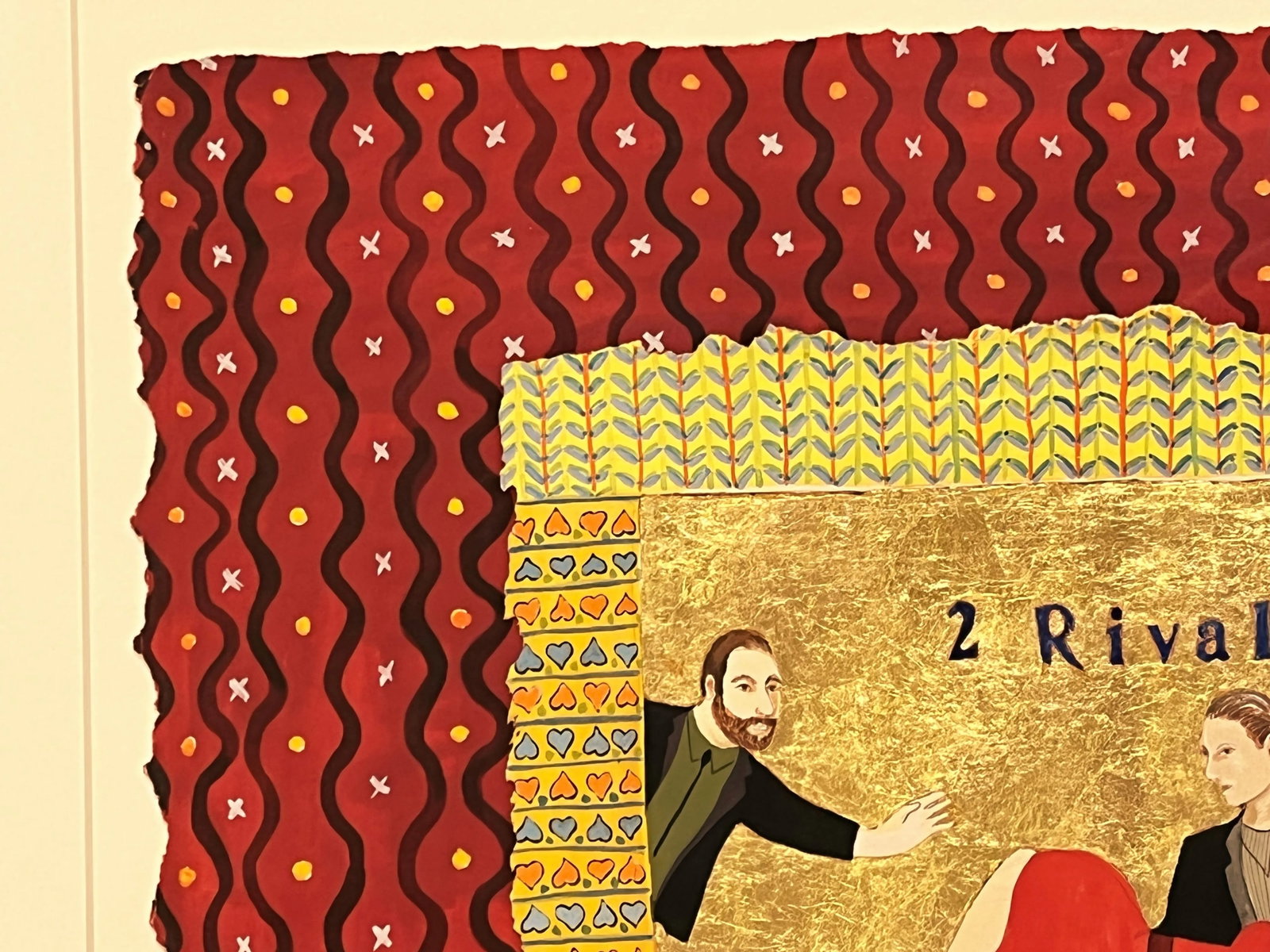 Original Francis Hamilton Gold Leaf Collage Art '2 Rivals' 1980 - 6
