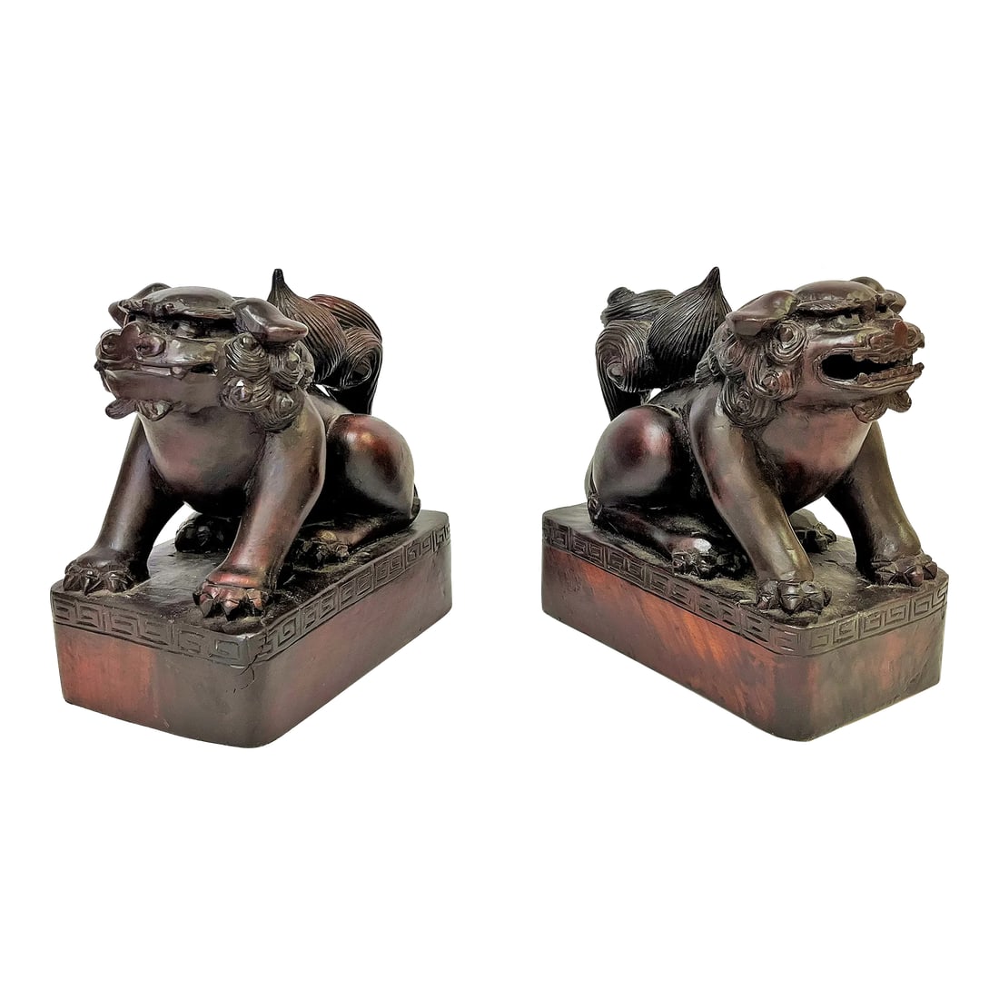 Vintage Carved Wood Foo Dogs- a Pair (1 of 13)