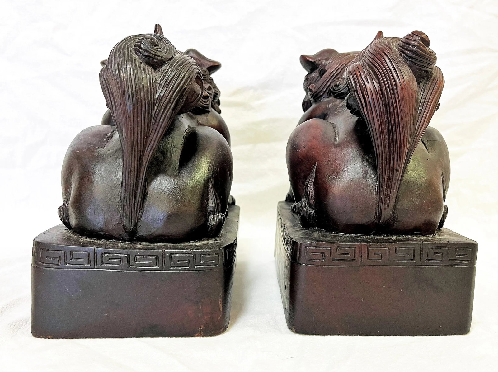 Vintage Carved Wood Foo Dogs- a Pair - 4