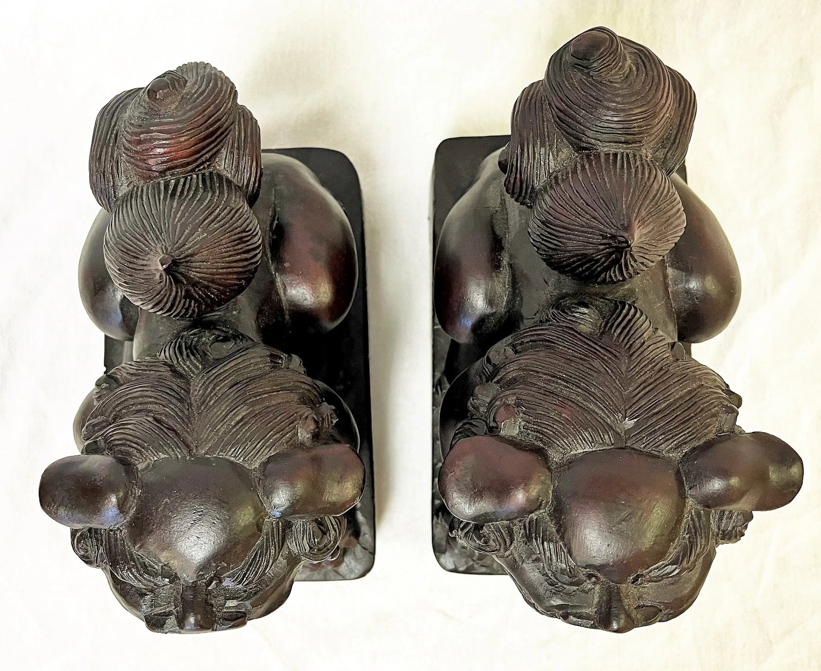 Vintage Carved Wood Foo Dogs- a Pair - 9