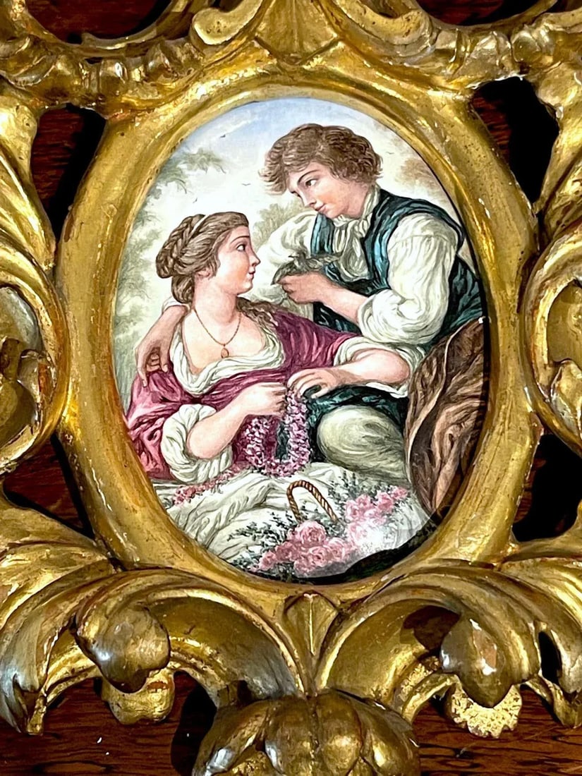 Late 19th Century Giltwood Framed Limoges Enamel after FranâˆšÃŸois Boucher - 3