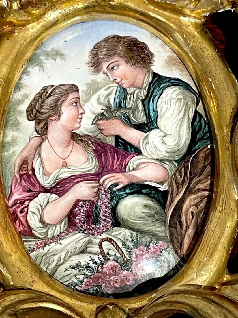 Late 19th Century Giltwood Framed Limoges Enamel after FranâˆšÃŸois Boucher - 5