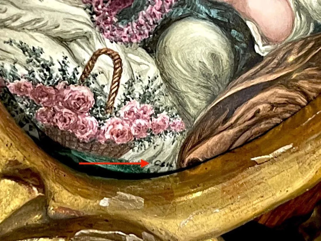 Late 19th Century Giltwood Framed Limoges Enamel after FranâˆšÃŸois Boucher - 6
