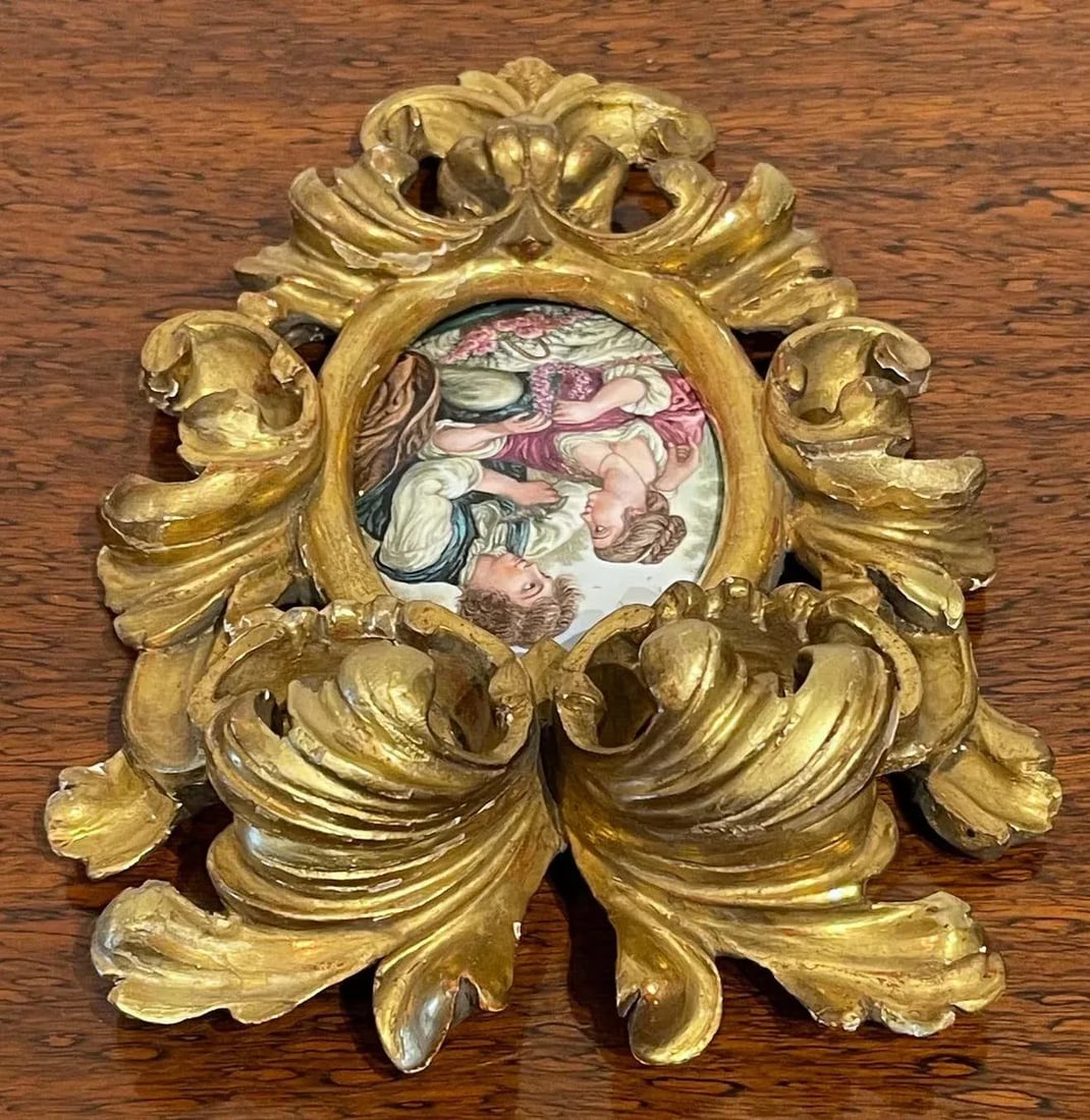 Late 19th Century Giltwood Framed Limoges Enamel after FranâˆšÃŸois Boucher - 7