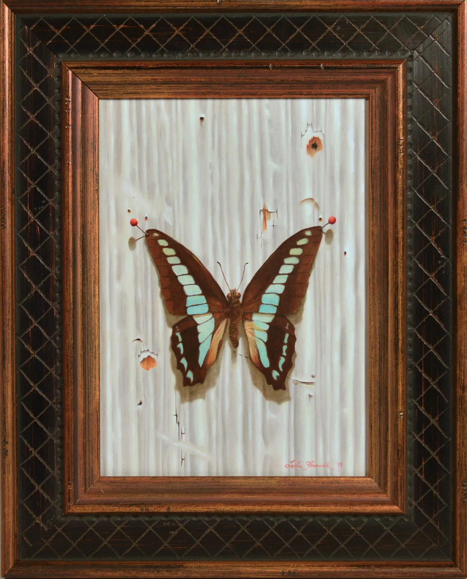 Leslie Formalik Trompe l'Oeil Paintings of Butterflies- Pair - 4