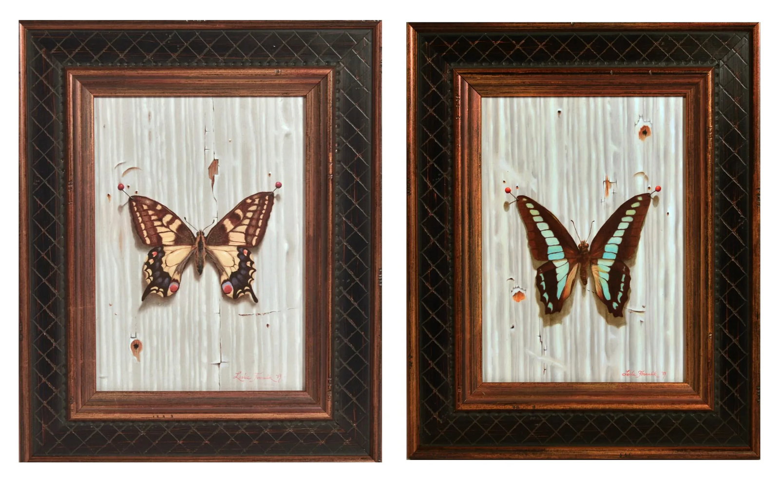 Leslie Formalik Trompe l'Oeil Paintings of Butterflies- Pair - 6