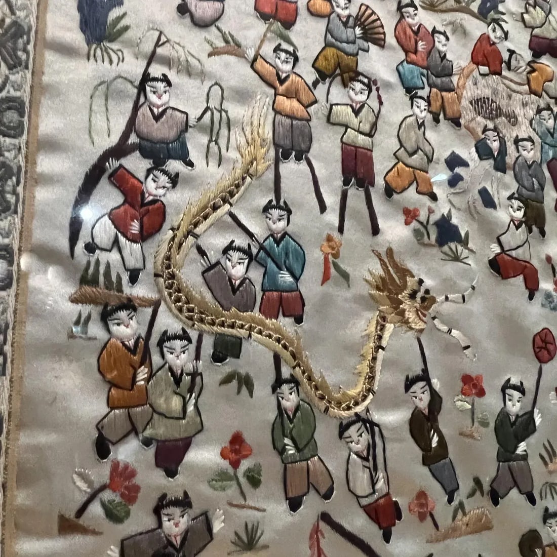 1960s Fine Chinese Silk Art Embroidered Tapestry Panel - 2