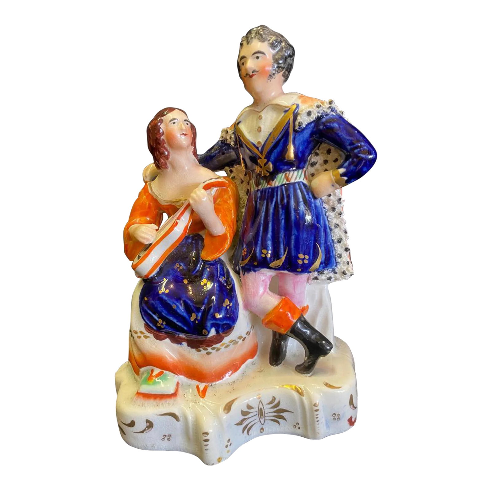 Staffordshire Figure of Girl Playing Musical Instrument (1 of 10)