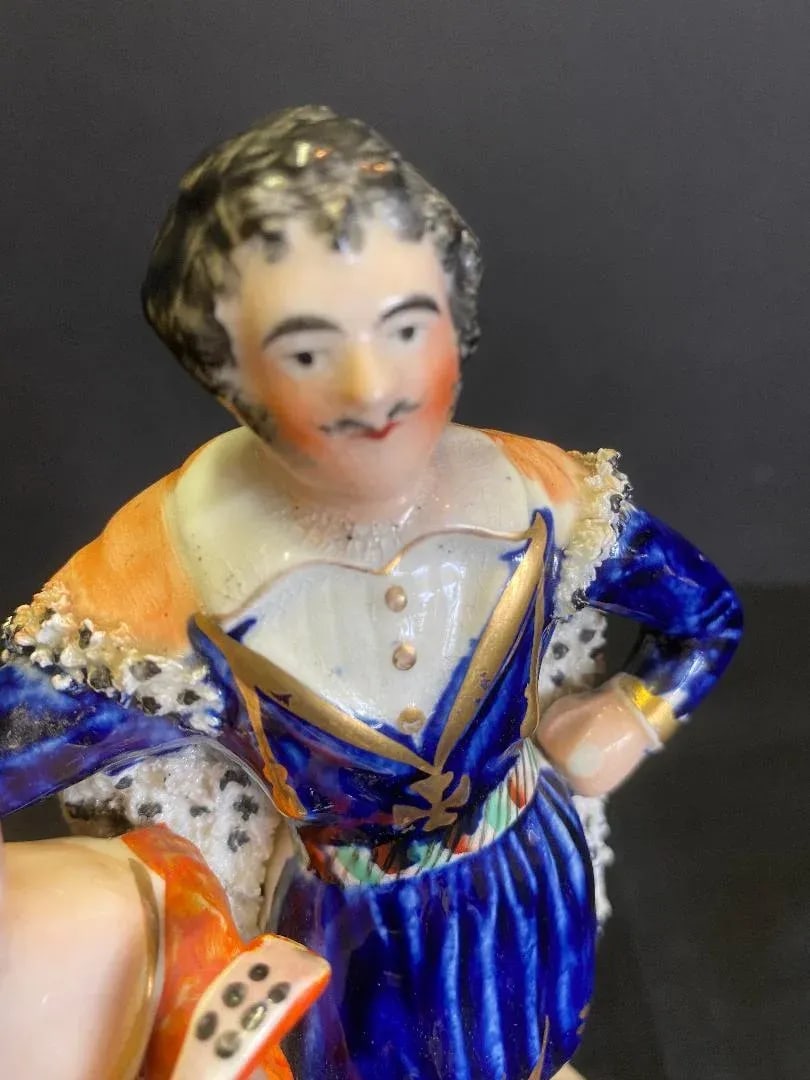 Staffordshire Figure of Girl Playing Musical Instrument - 9