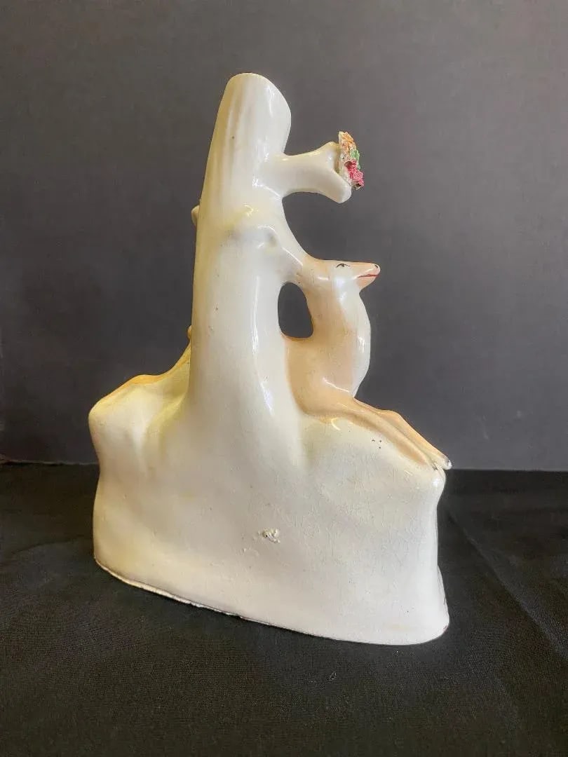 Staffordshire Spill Vase of Dog and Deer - 3